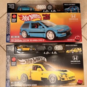 Hot Wheels Mattel Brick Shop Custom Honda '90 Civic EF & '07 S2000 Building Set